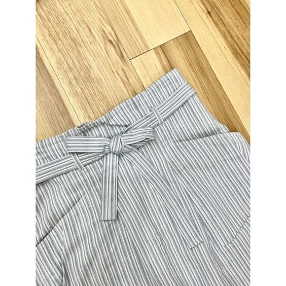 BCBG MaxAzria Blue White Stripe Paperbag Waist Skirt 0 - Picture 2 of 5